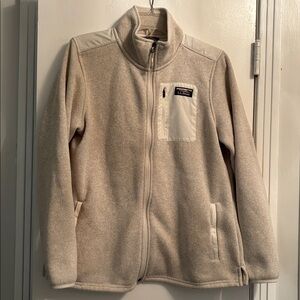 LL Bean sweater fleece full zip. Oatmeal color. Sz L